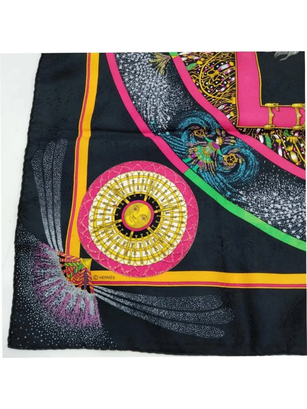 Authentic Hermès Paris Jeux de Paille Silk Scarf Carré 90 Multicolor